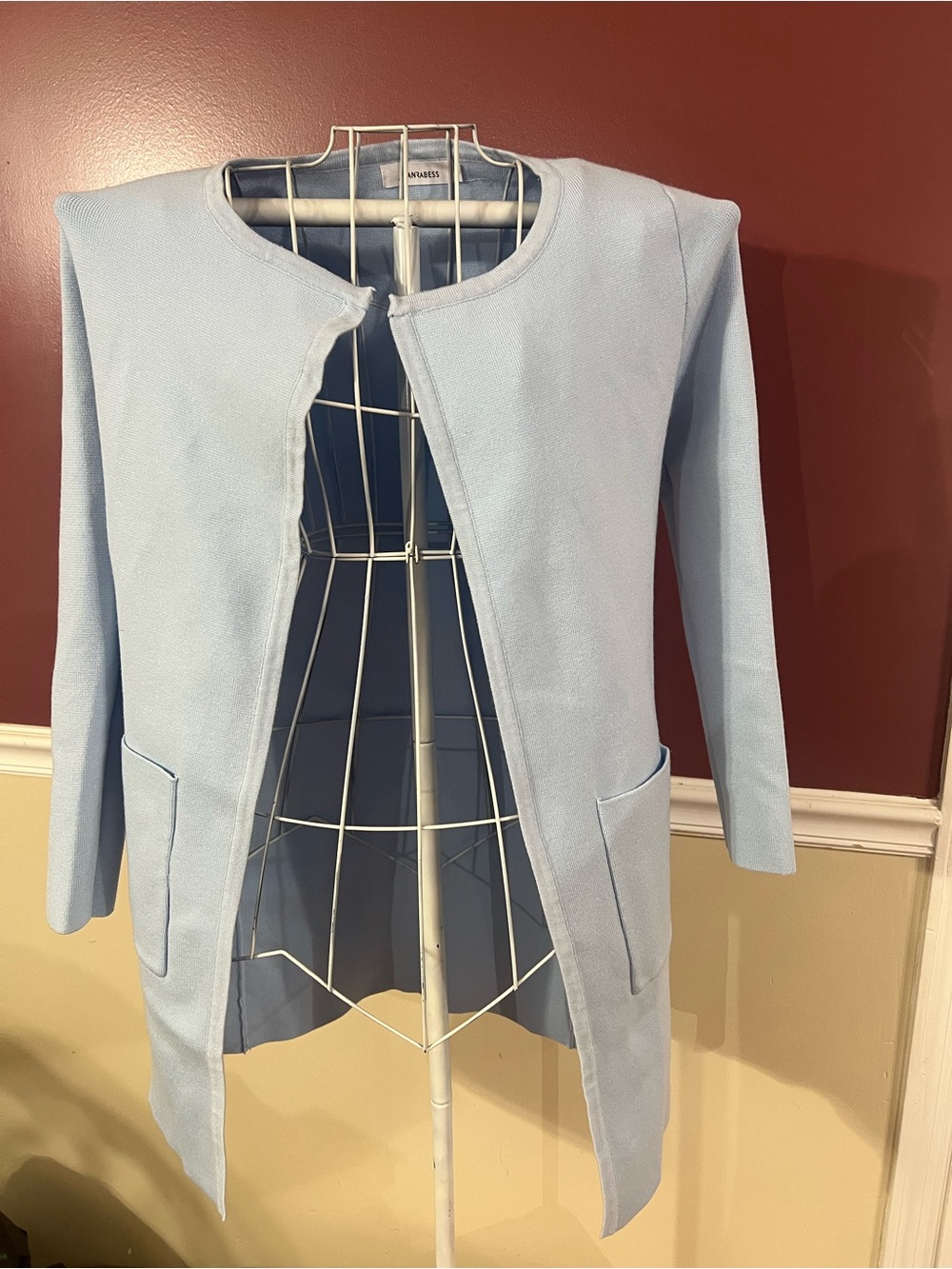 Annabelle Light Sky Blue Collarless Longline Blazer